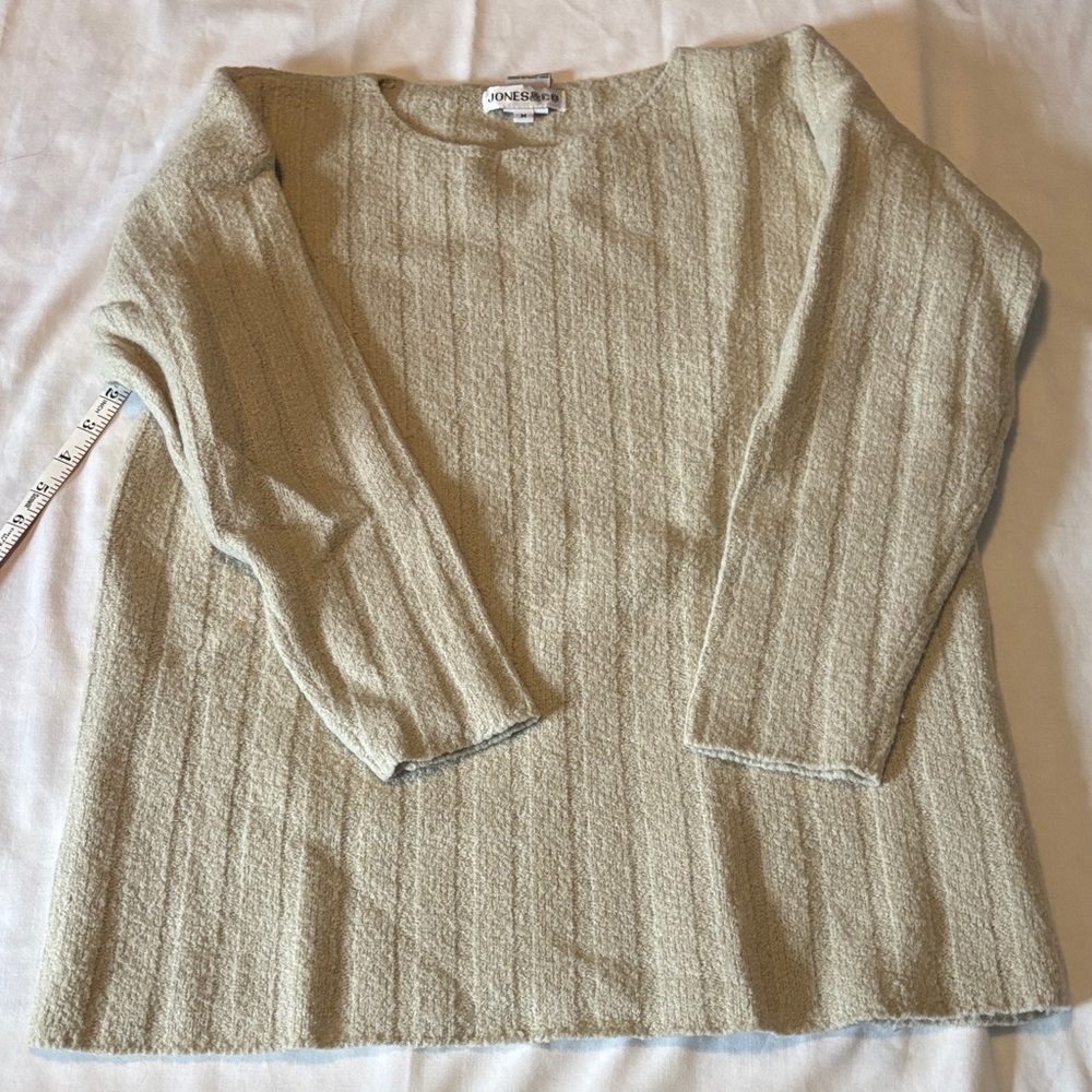 Jones New York Textured Knit Crew Neck Tan Sweater